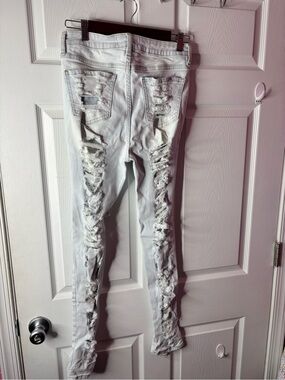 Fashion Nova White Distressed Skinny Jeans